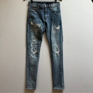 Armani Exchange J14 Distressed Blue Slim Fit Jeans Sz 28